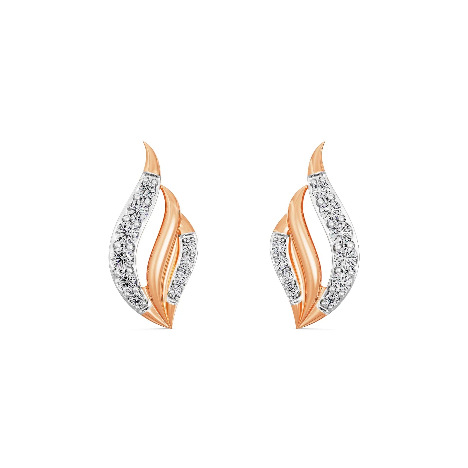 Leafy Splendor Diamond Earrings Front View in 9KT