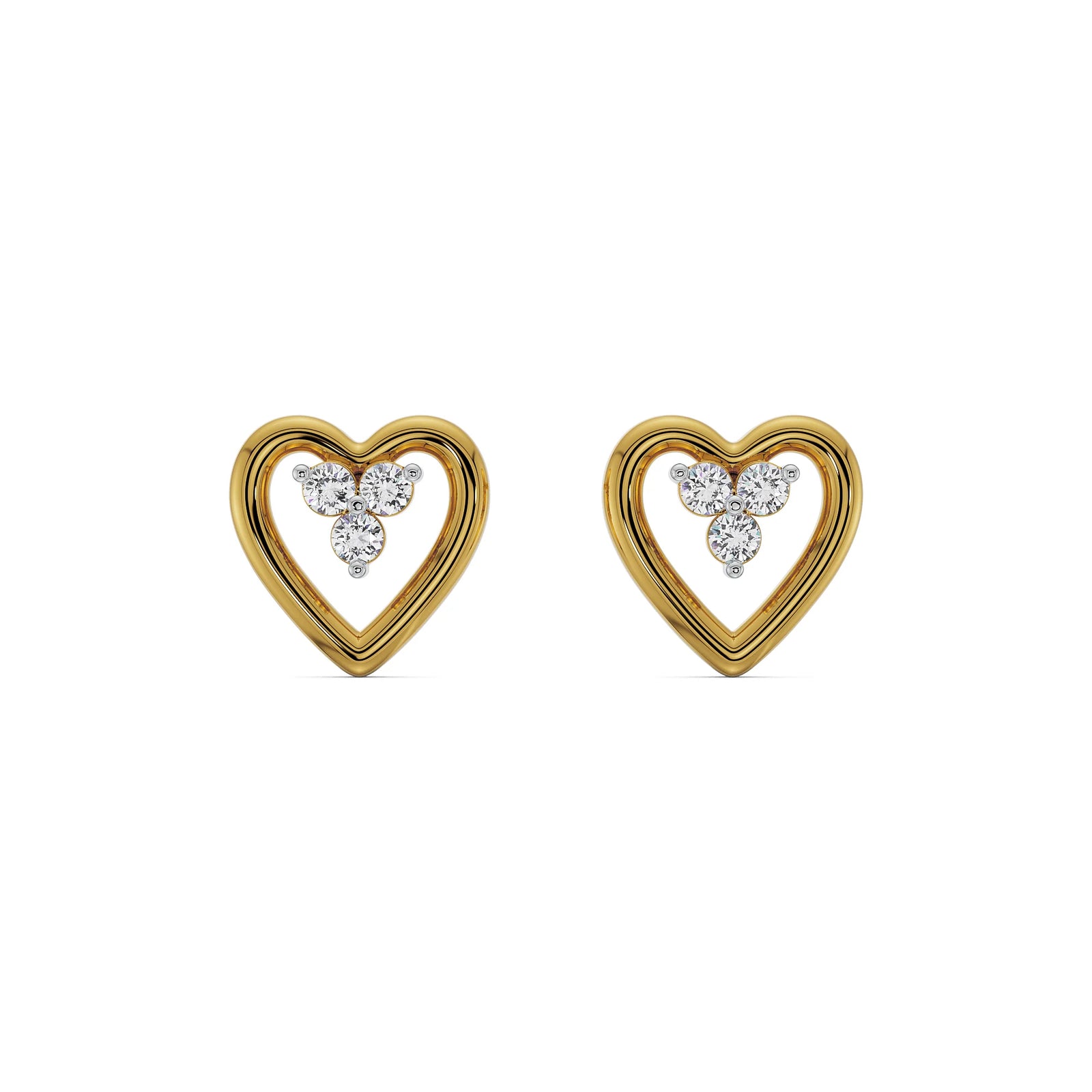 Radiant Heart Diamond Studs Front View