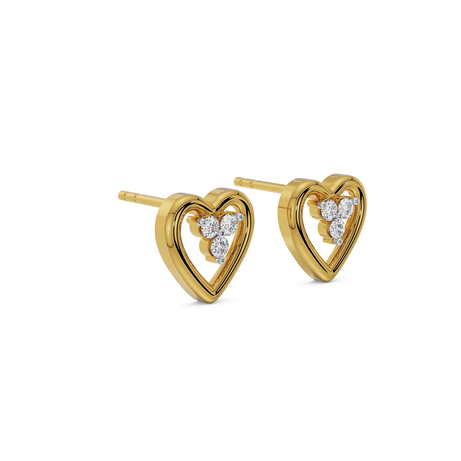 Radiant Heart Diamond Studs Side View