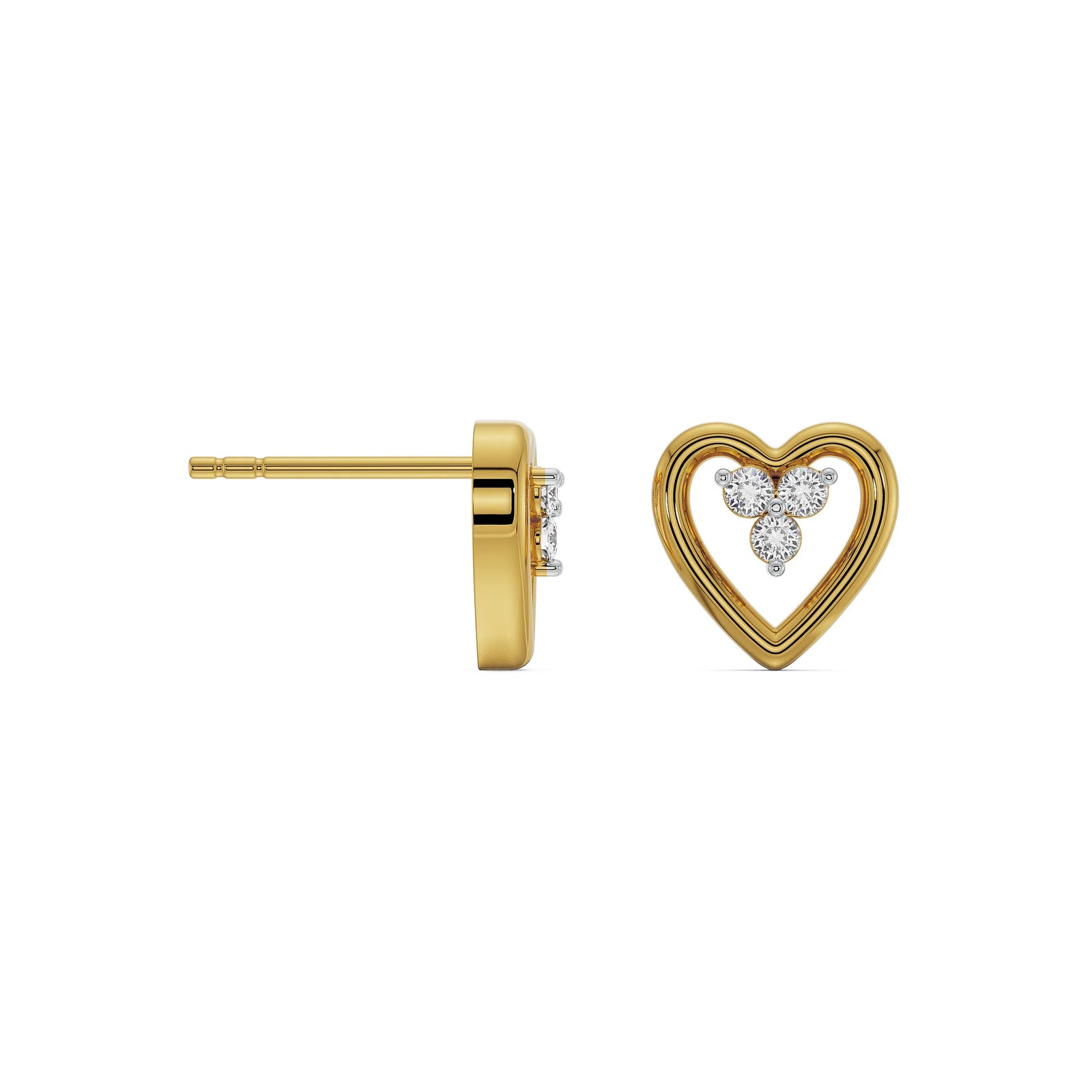 Radiant Heart Diamond Studs Prospective View