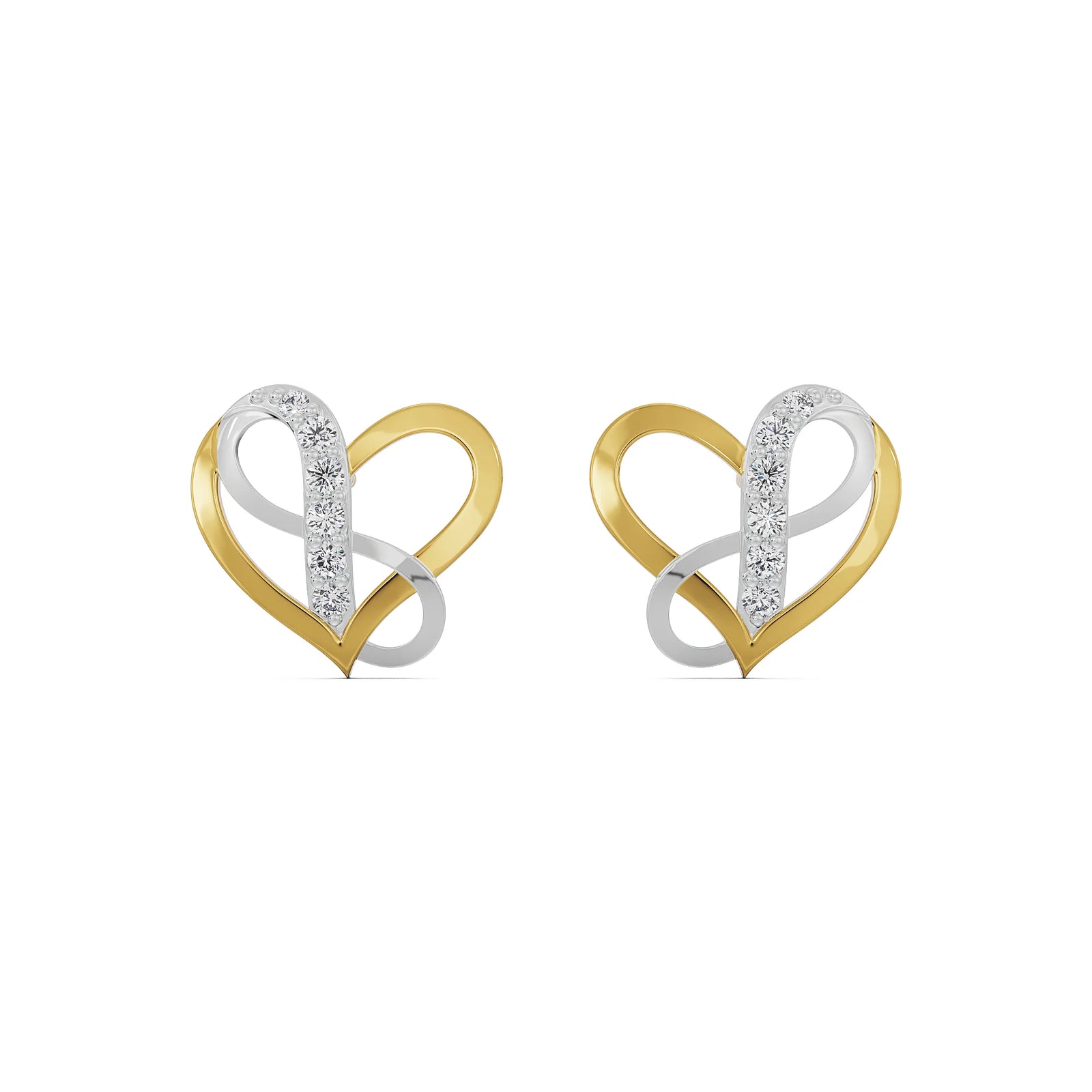 Infinity Heart Diamond Studs Front View