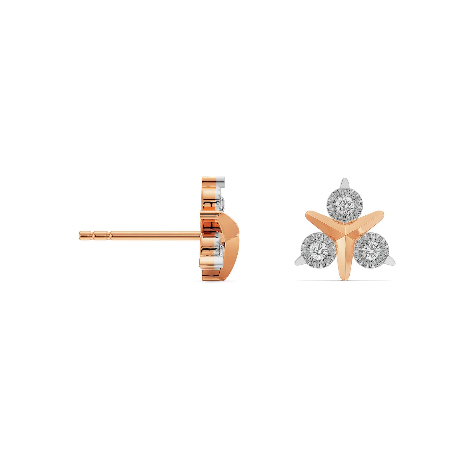 Round Trio Diamond Studs Prospective View