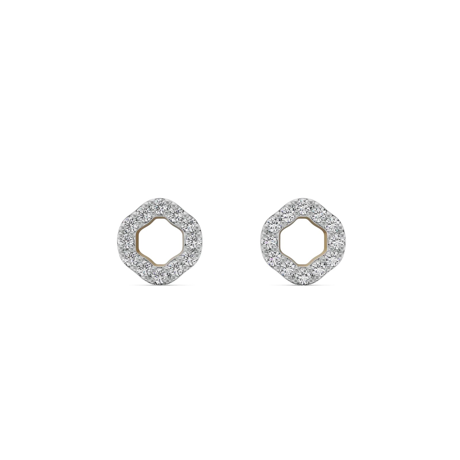 Hollow Diamond Studs Front View in 9KT