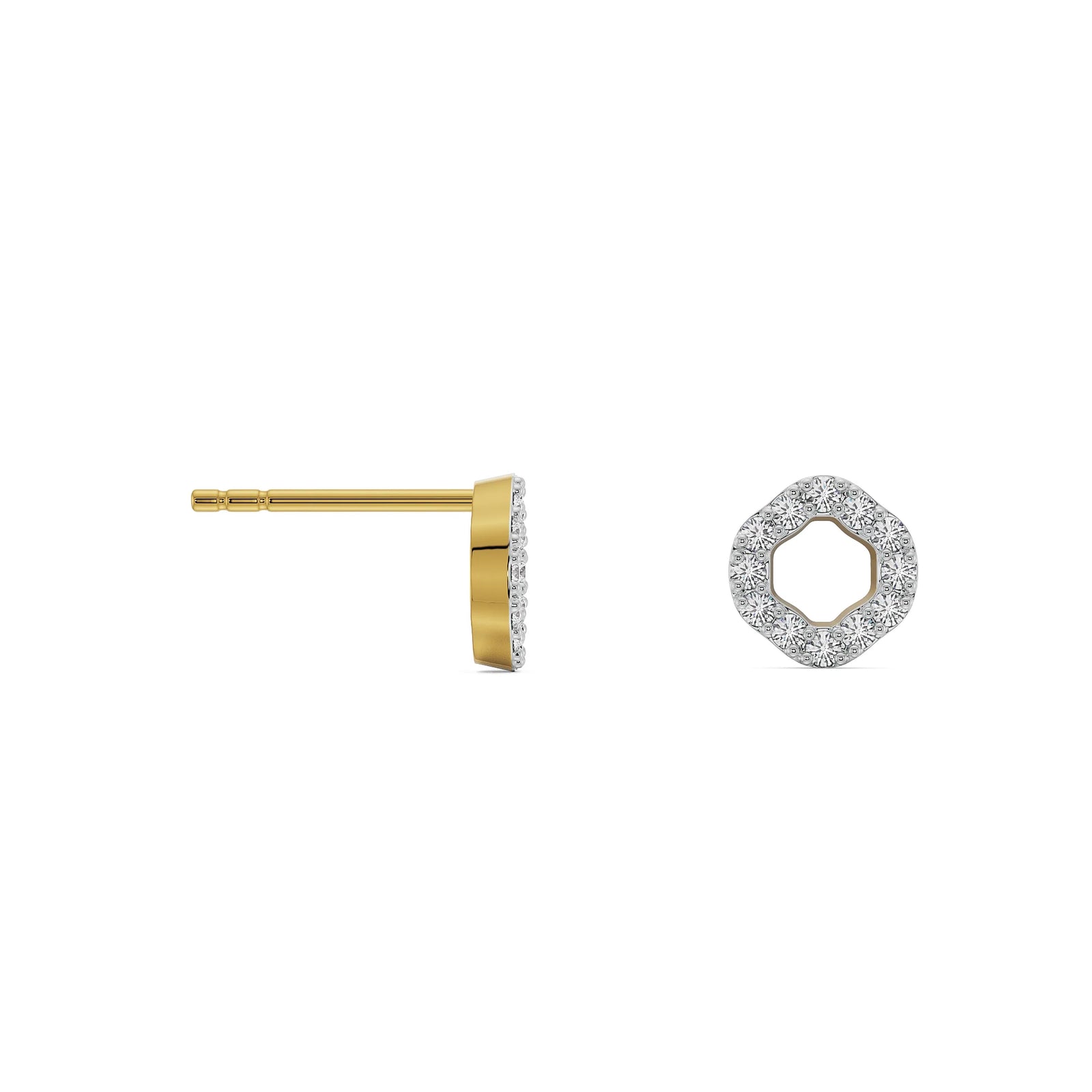 Hollow Diamond Studs Prospective View