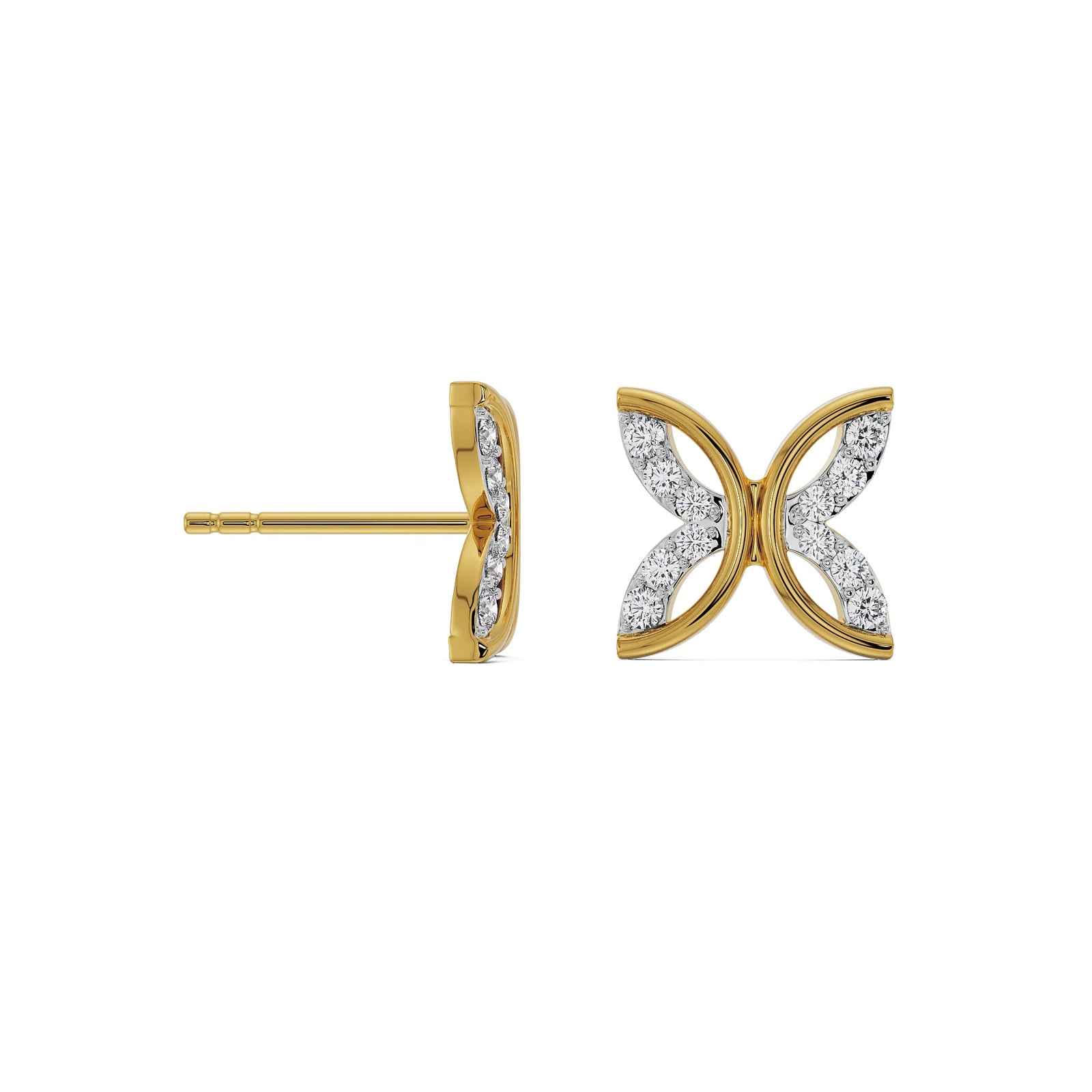 Whimsical Leaf Diamond Studs Prospective View