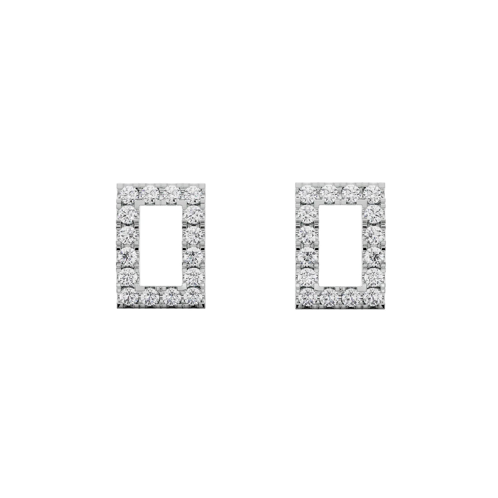 Contemporary Chic Rectangle Studs Front View in 9KT