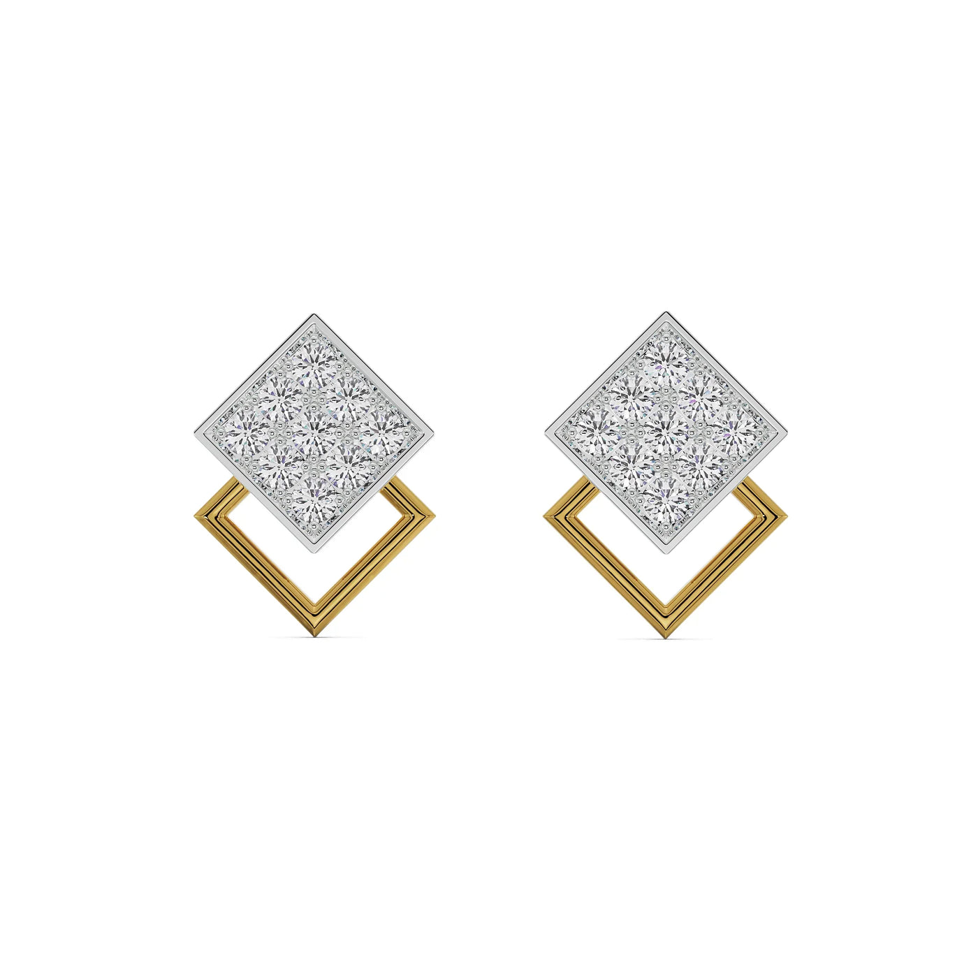 Twin Square Lab Grown Diamond Studs 9KT