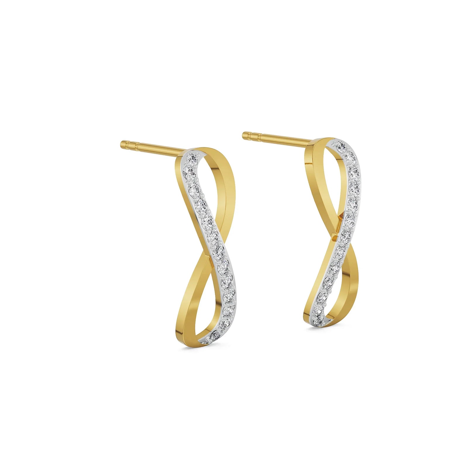 Infinity Diamond Earrings Side View in 9KT