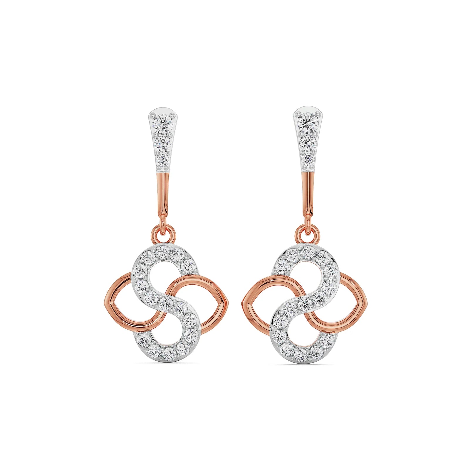 S-Curve Brilliance Diamond Studs Front View in 9KT