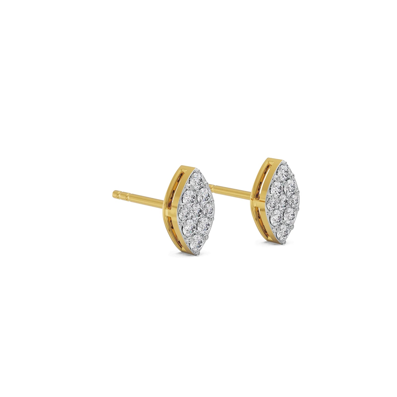 Leafy Delight Diamond Studs Front View in 9KT