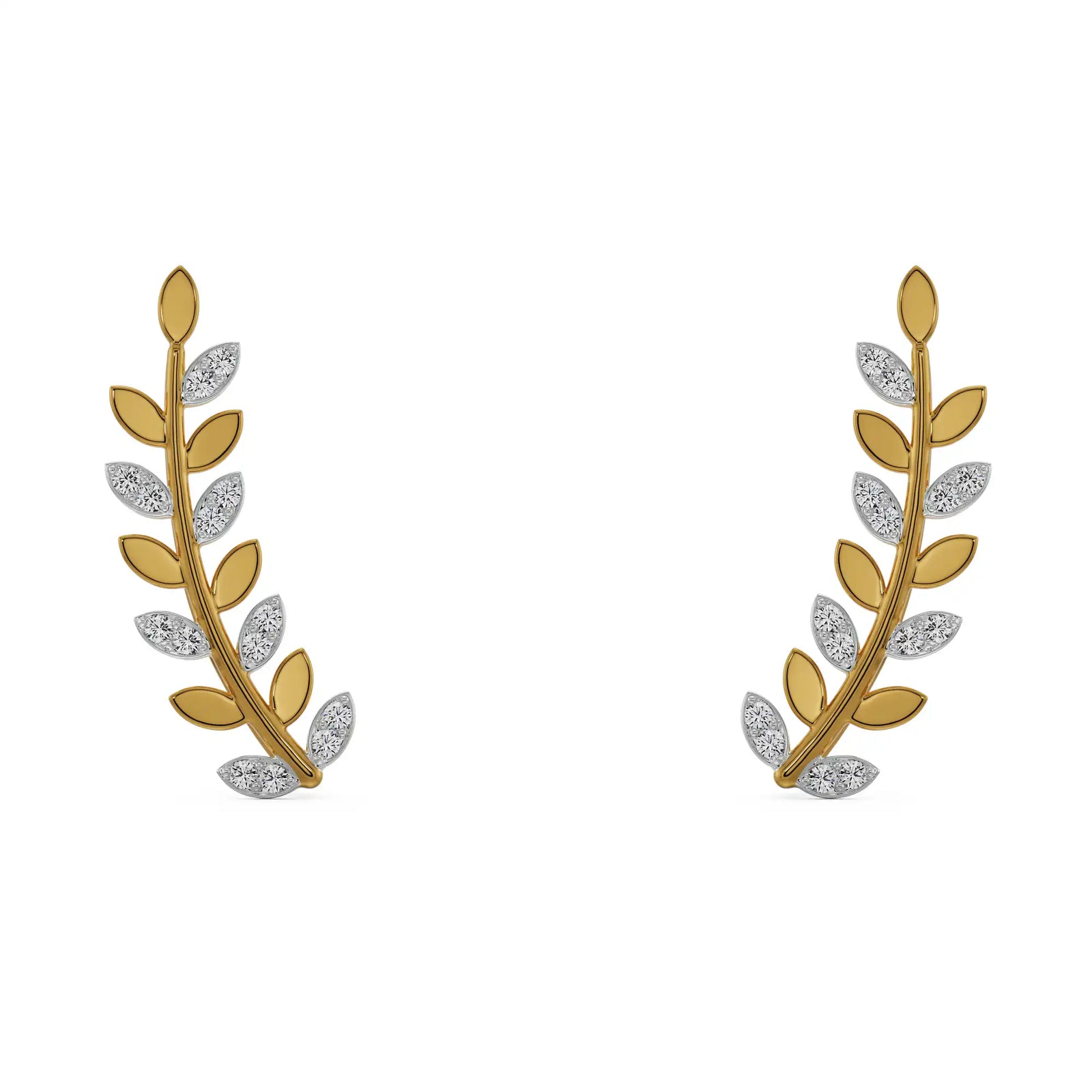 Leafy Luxe Diamond Earrings Front View
