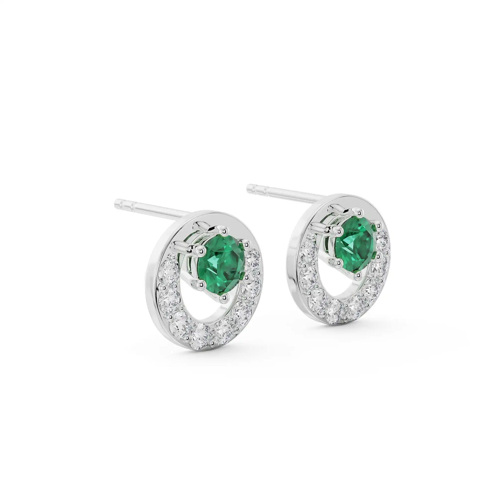 Halo Emerald Lab Grown Diamond Studs_in-stock