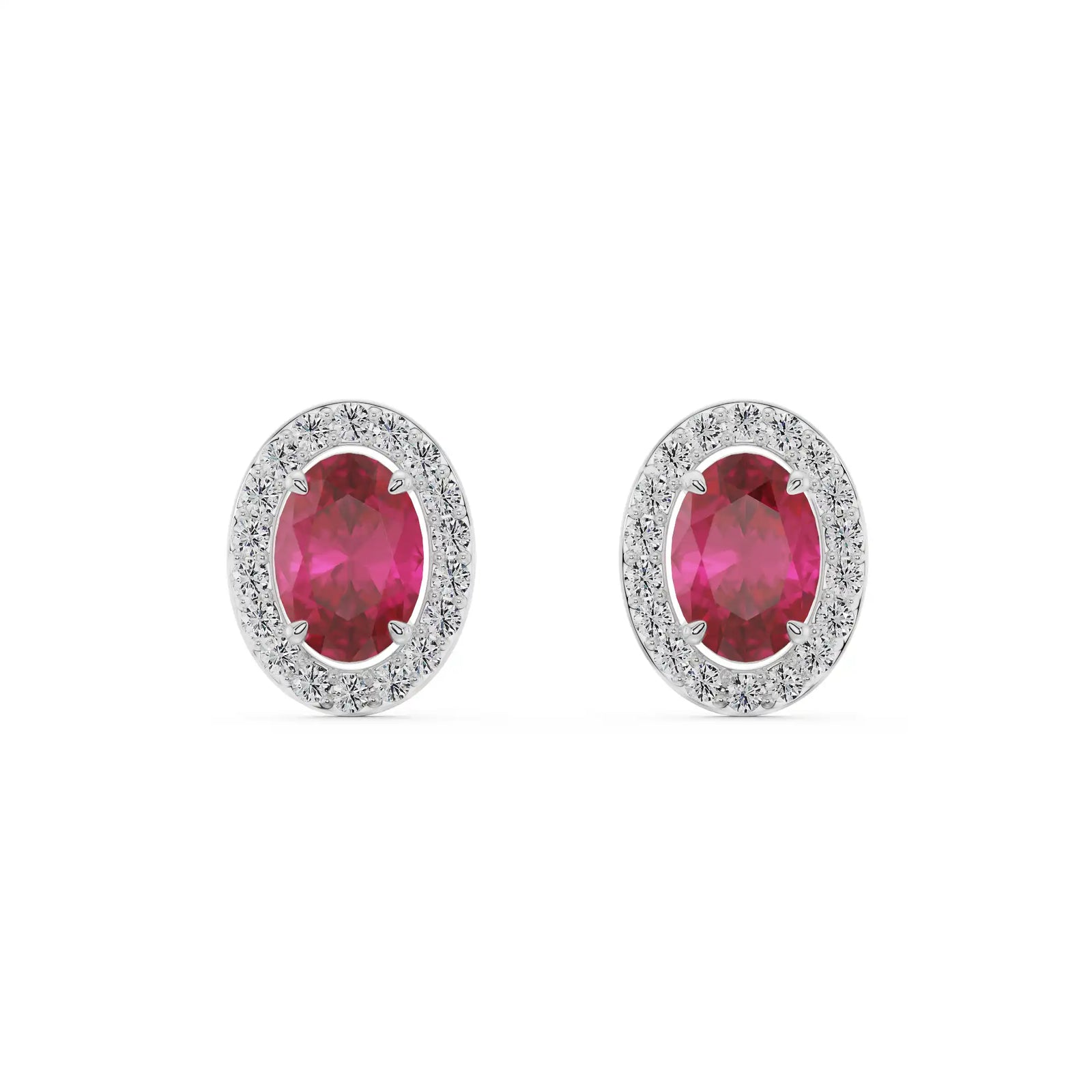 Vintage Ruby Diamond Studs Front view in 9KT