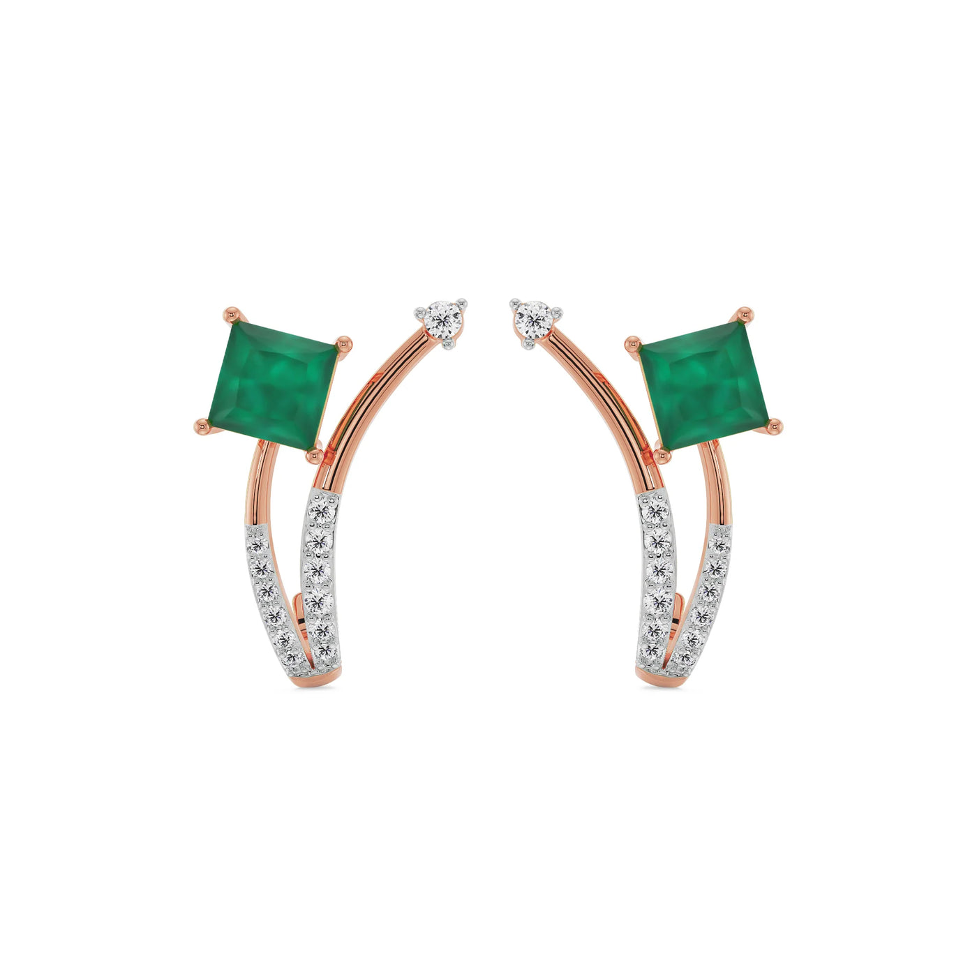 Emerald Delight Lab Grown Diamond Earrings