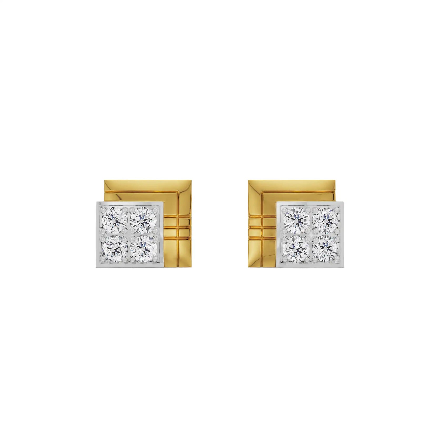 Classic Geometric Crystal Studs Front view in 9KT