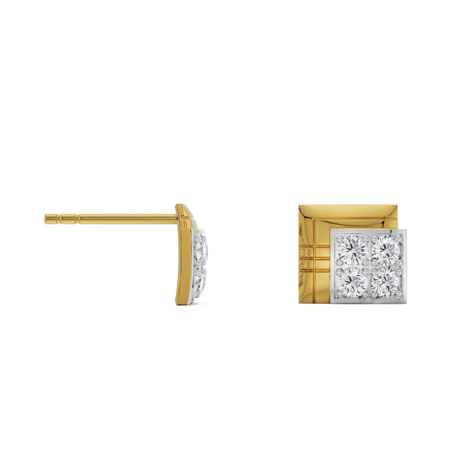 Classic Geometric Crystal Studs Prospective view