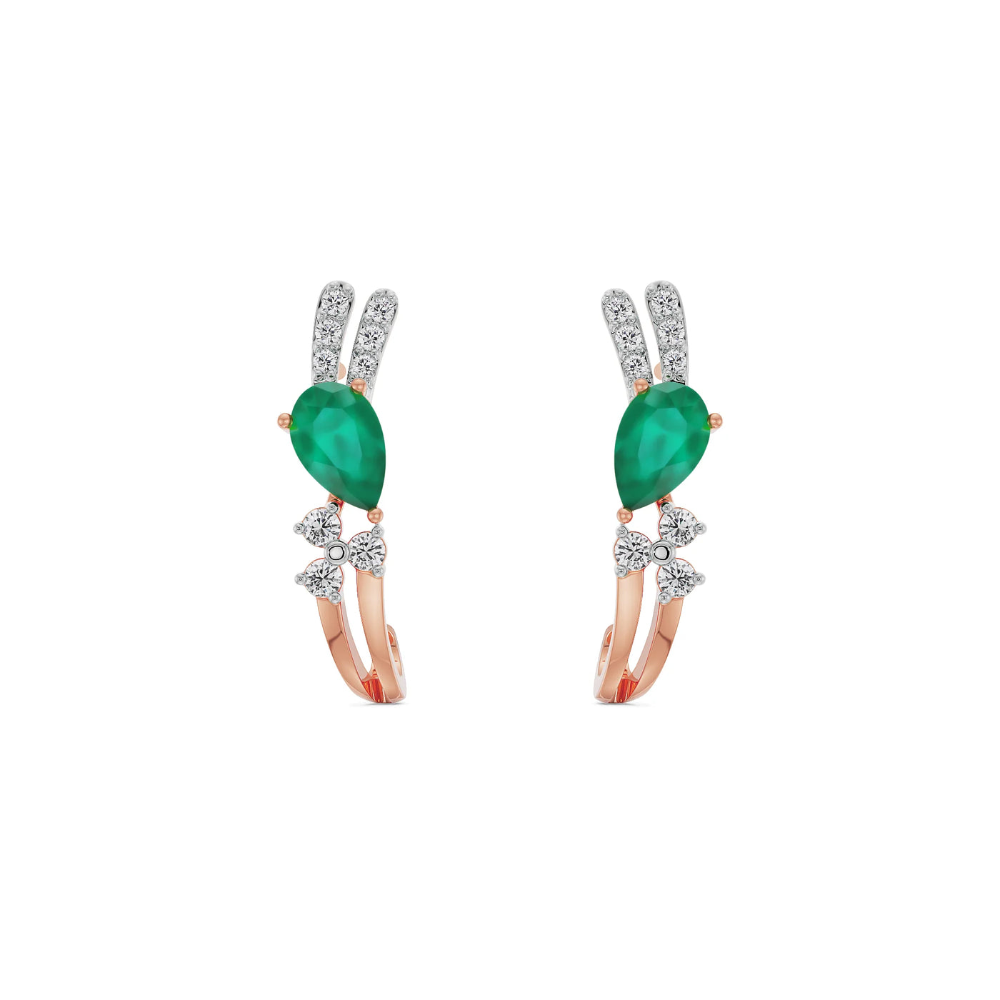 Regal Pear Emerald Lab Grown Diamond Hoops