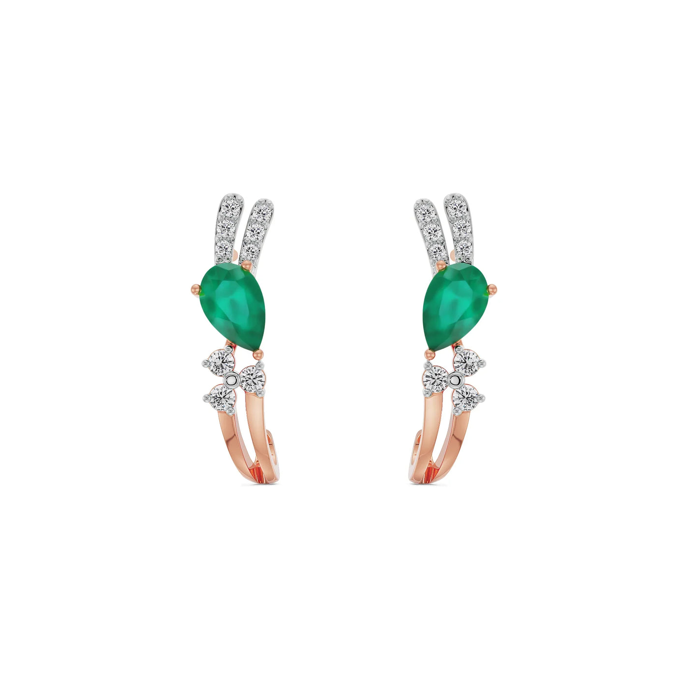 Regal Pear Emerald Lab Grown Diamond Hoops 9KT