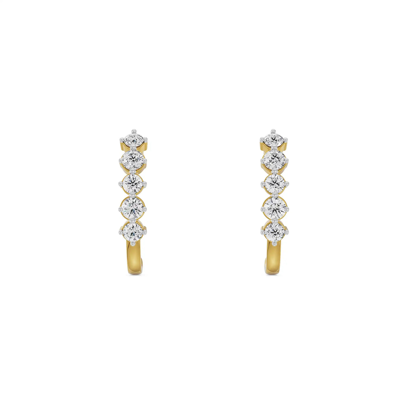 Round Lab Grown Diamond Quintet Earrings 9KT
