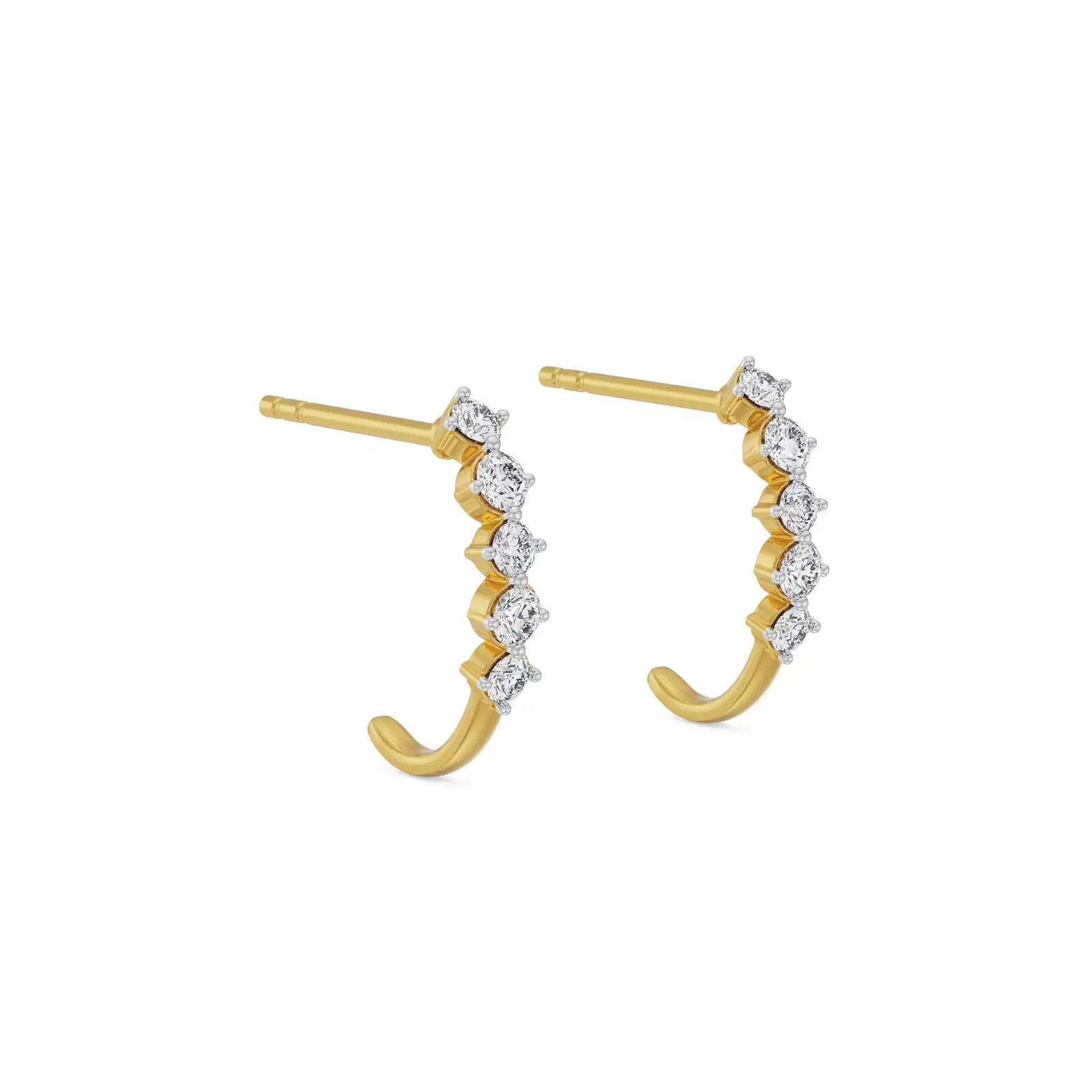 Round Diamond Quintet Earrings Side View