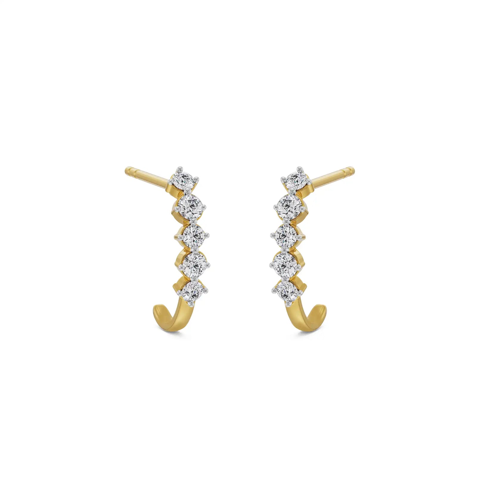 Round Diamond Quintet Earrings Prospective View in 9KT