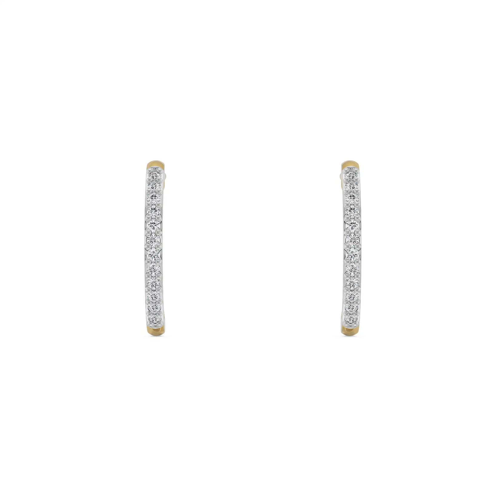 Semi Round Diamond Hoops Front View