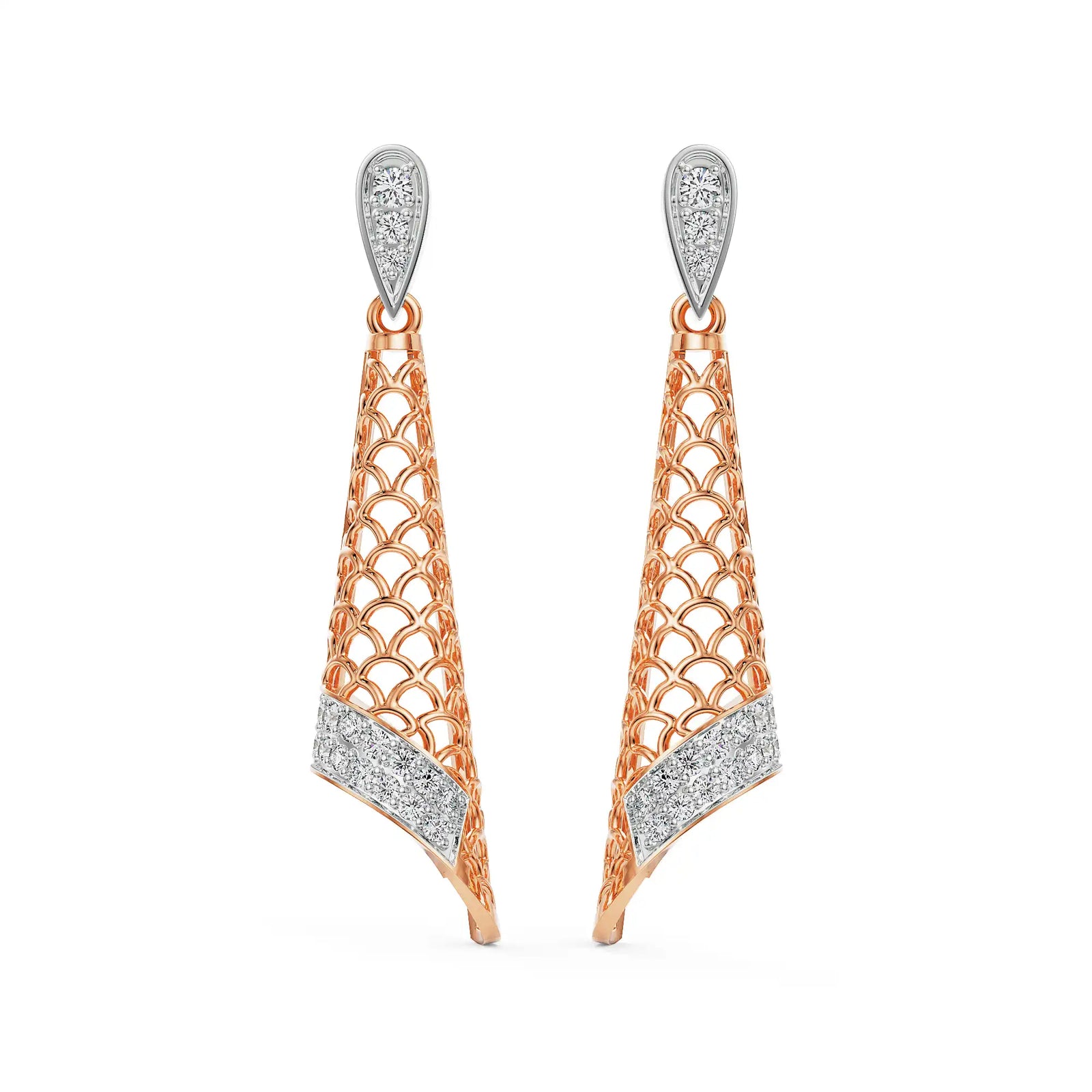 Opulent Diamond Drop Earrings Front View in 9KT