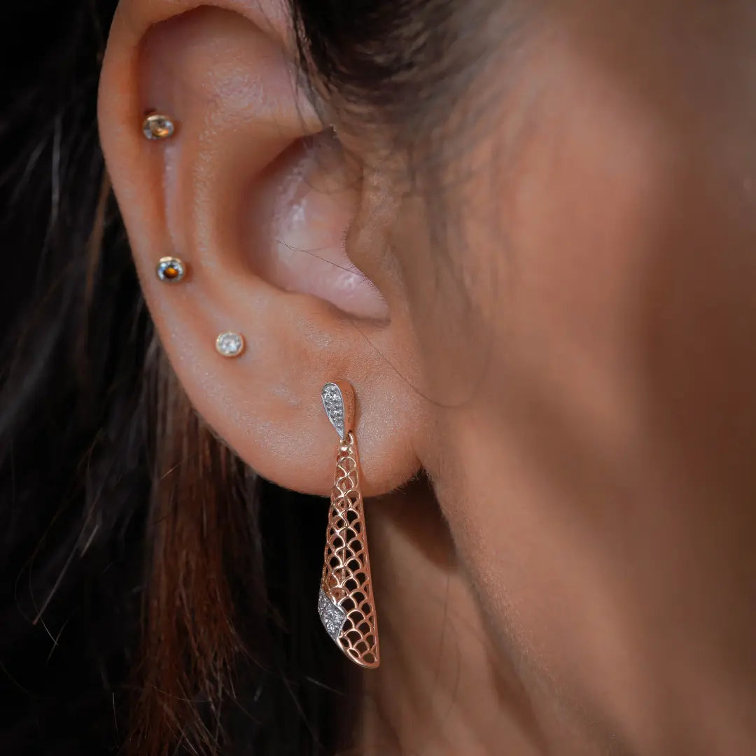 Opulent Diamond Drop Earrings Side View