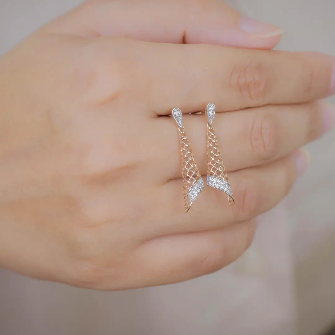 Opulent Diamond Drop Earrings Perspective View