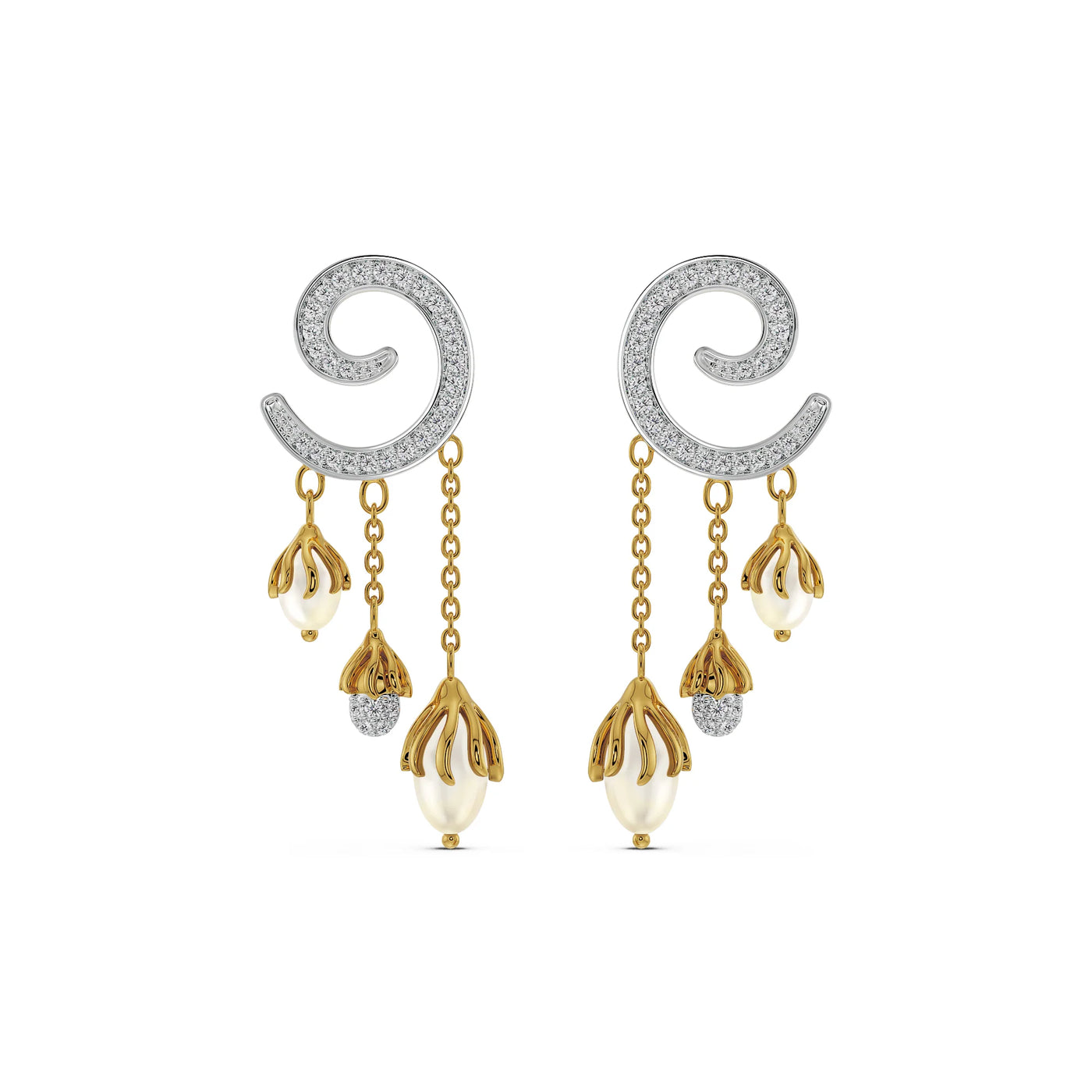 Pearl Drop Lab Grown Diamond Earrings