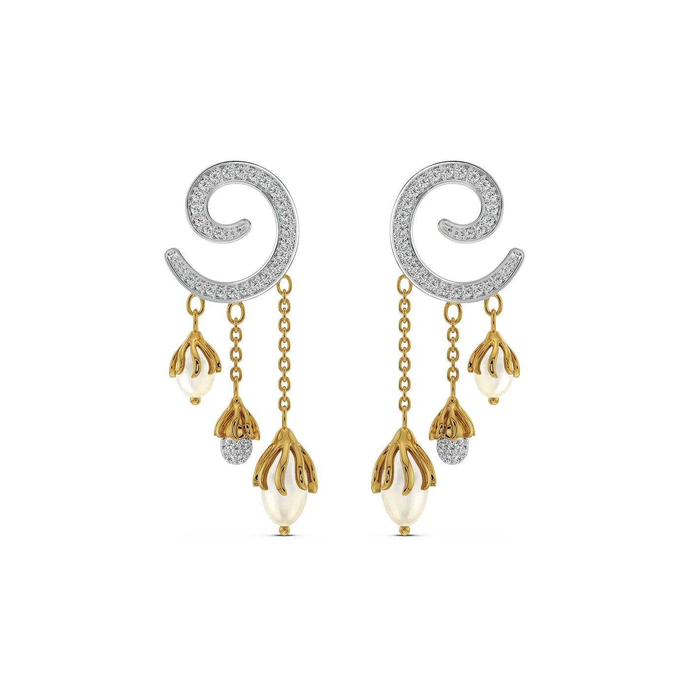 Pearl Drop Lab Grown Diamond Earrings 9KT