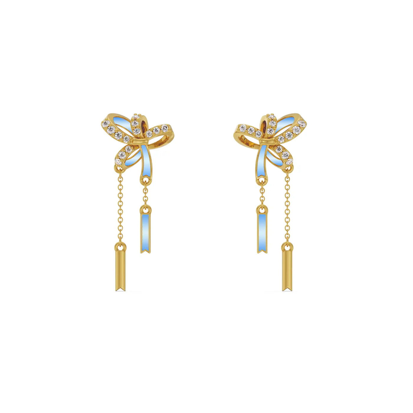 Charming Bow Tassel Lab Grown Diamond Earrings