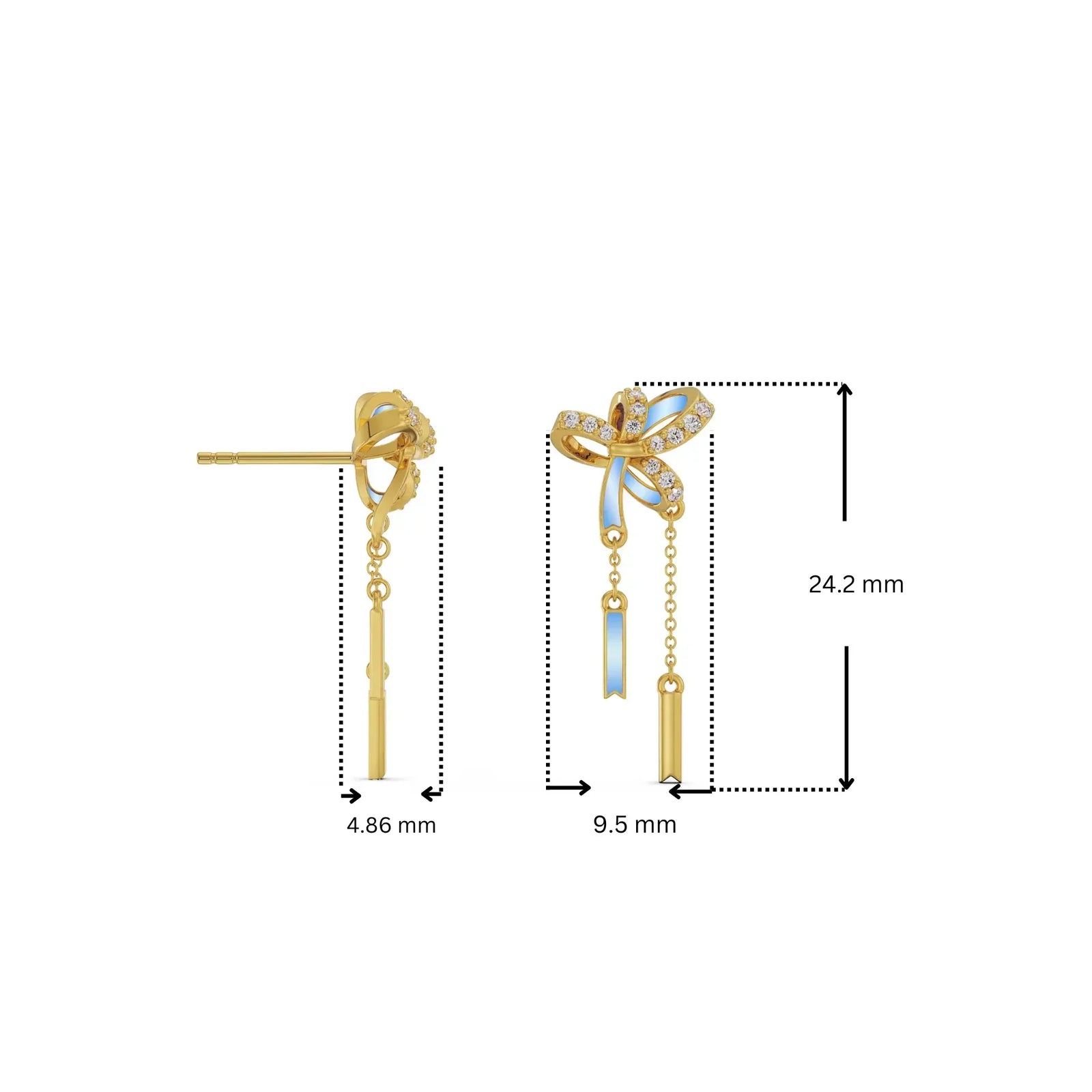 Charming Bow Tassel Lab Grown Diamond Earrings 9KT