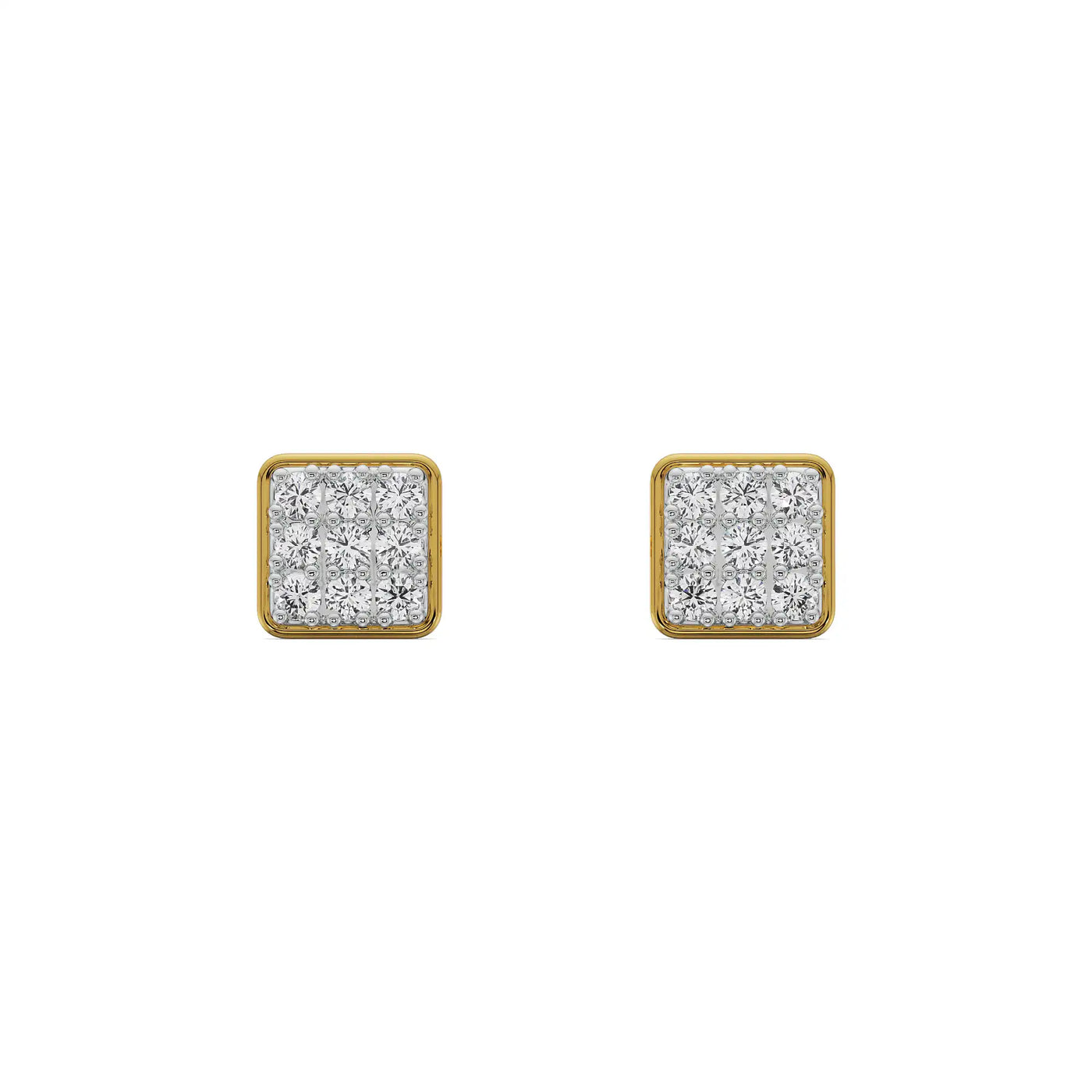 Square Lab Grown Diamond Cluster Earrings 9KT