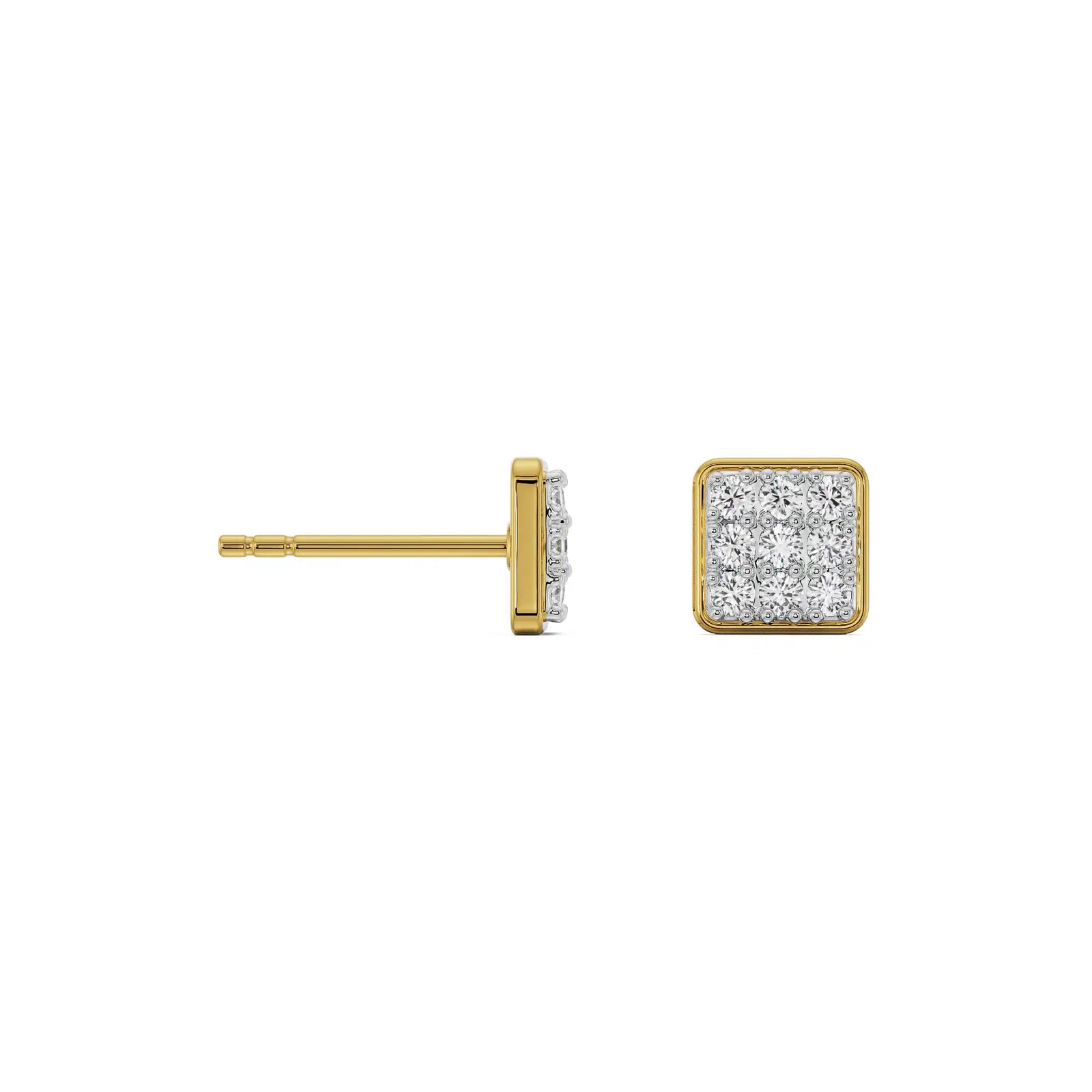 Square Diamond Cluster Earrings Prospective View
