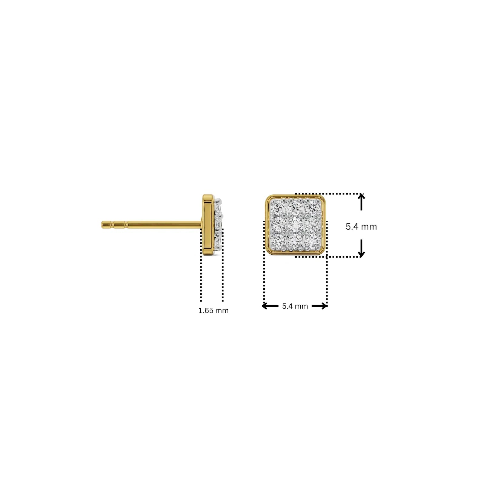 Square Lab Grown Diamond Cluster Earrings 9KT