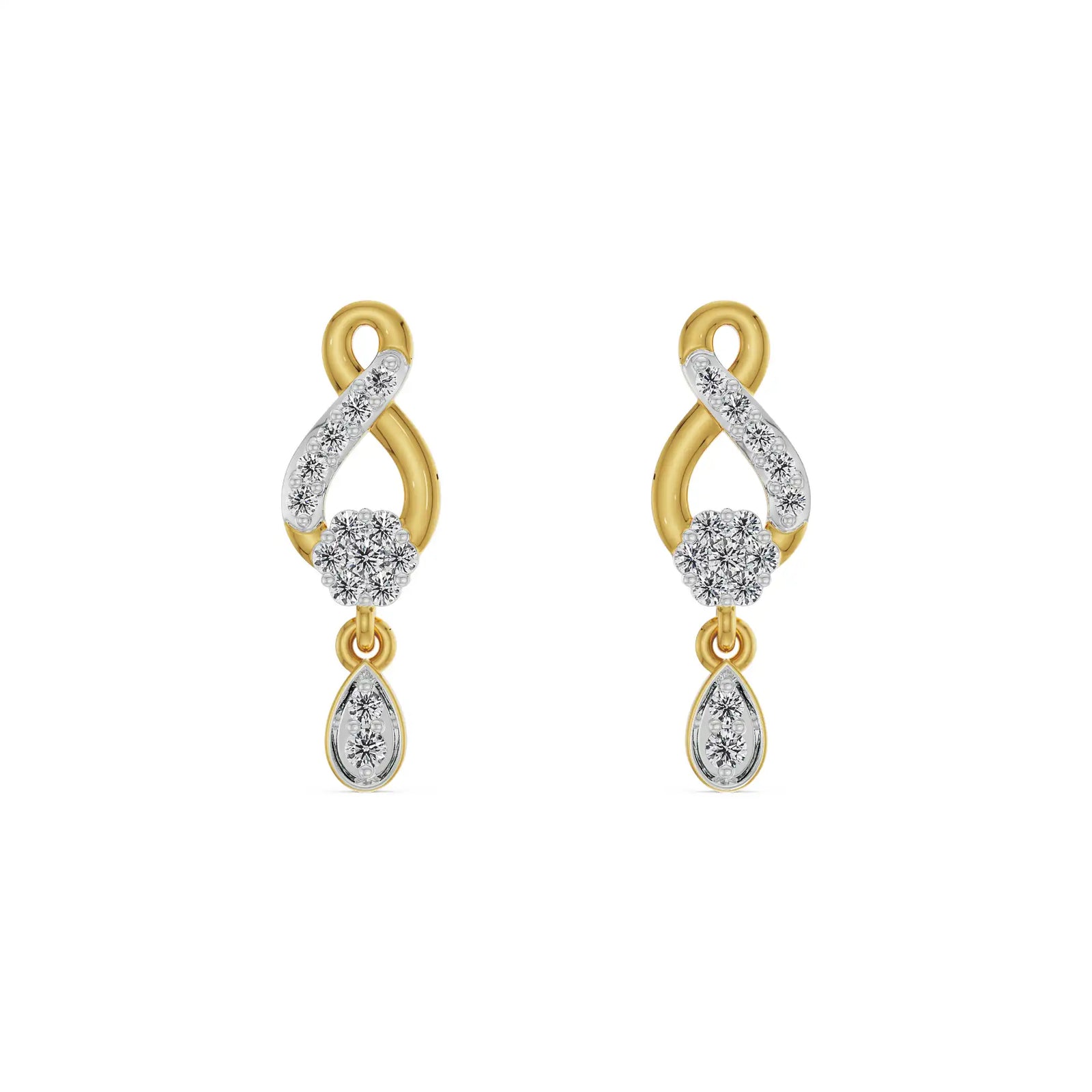 Shimmering Diamond Drop Earrings Front View