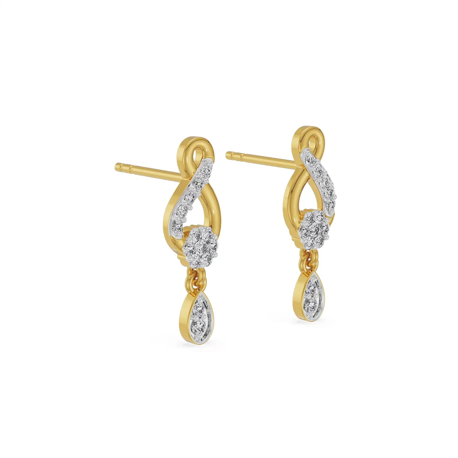 Shimmering Diamond Drop Earrings Side View