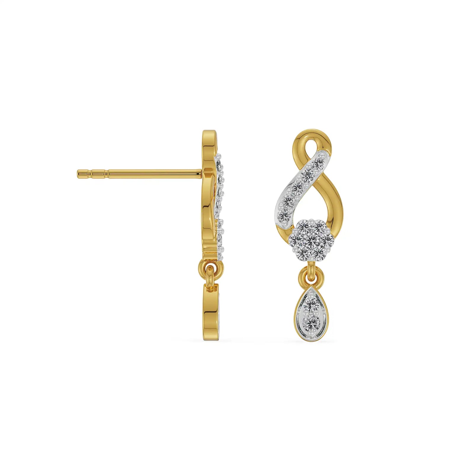 Shimmering Diamond Drop Earrings Prospective View