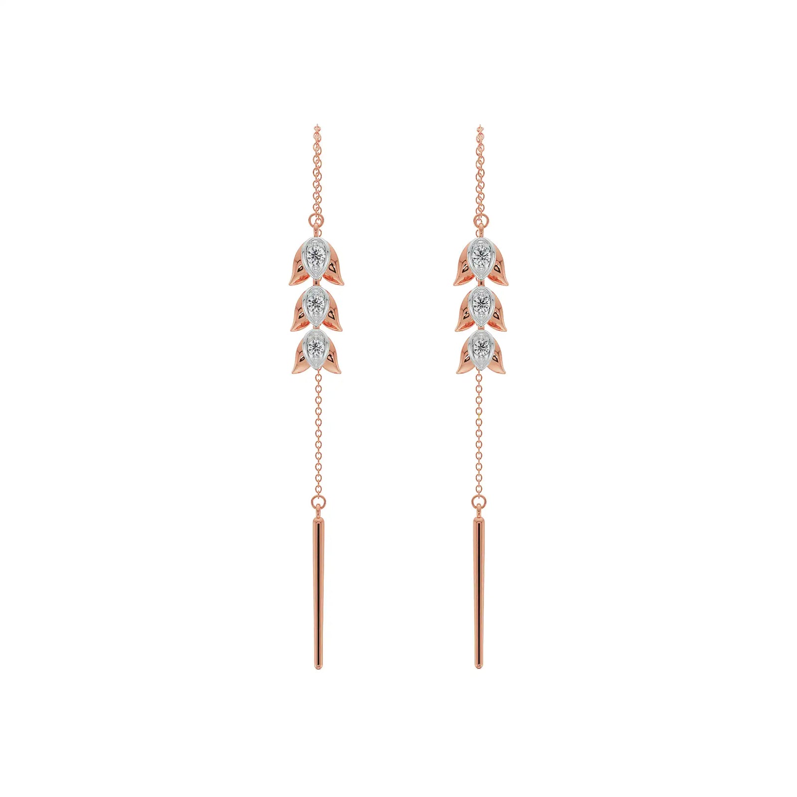 Floral Splendor Diamond Earrings Front View