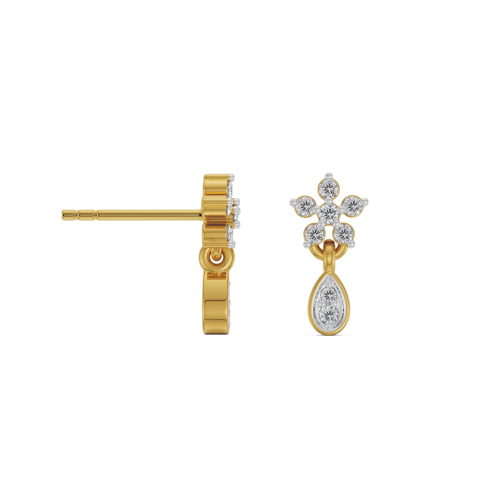 Viez Floral Lab Grown Diamond Earrings_in-stock