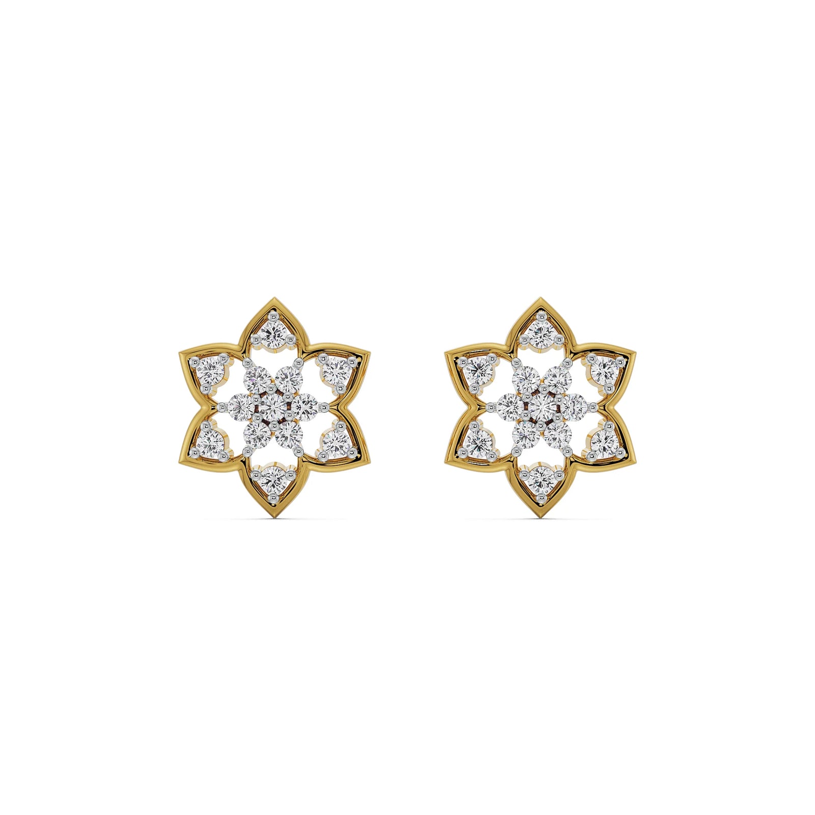Floral Finesse Diamond Studs Front View