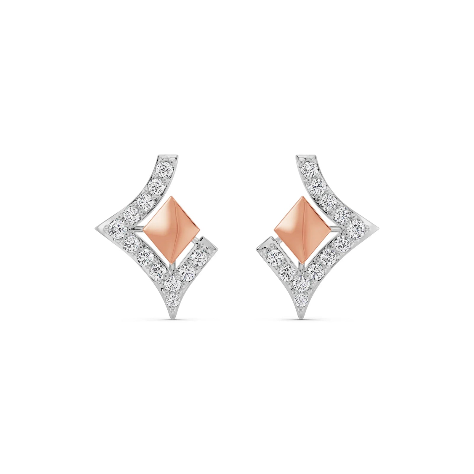 Geometric Grace Diamond Earrings Front View in 9KT