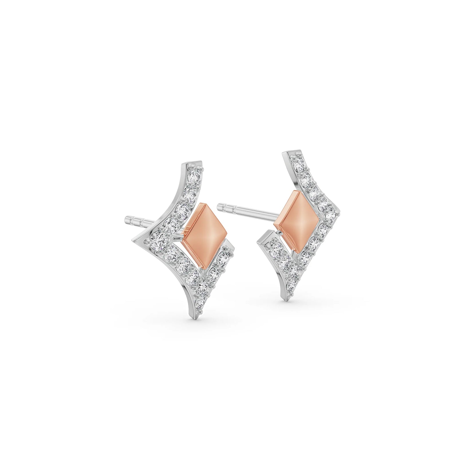 Geometric Grace Diamond Earrings Side View