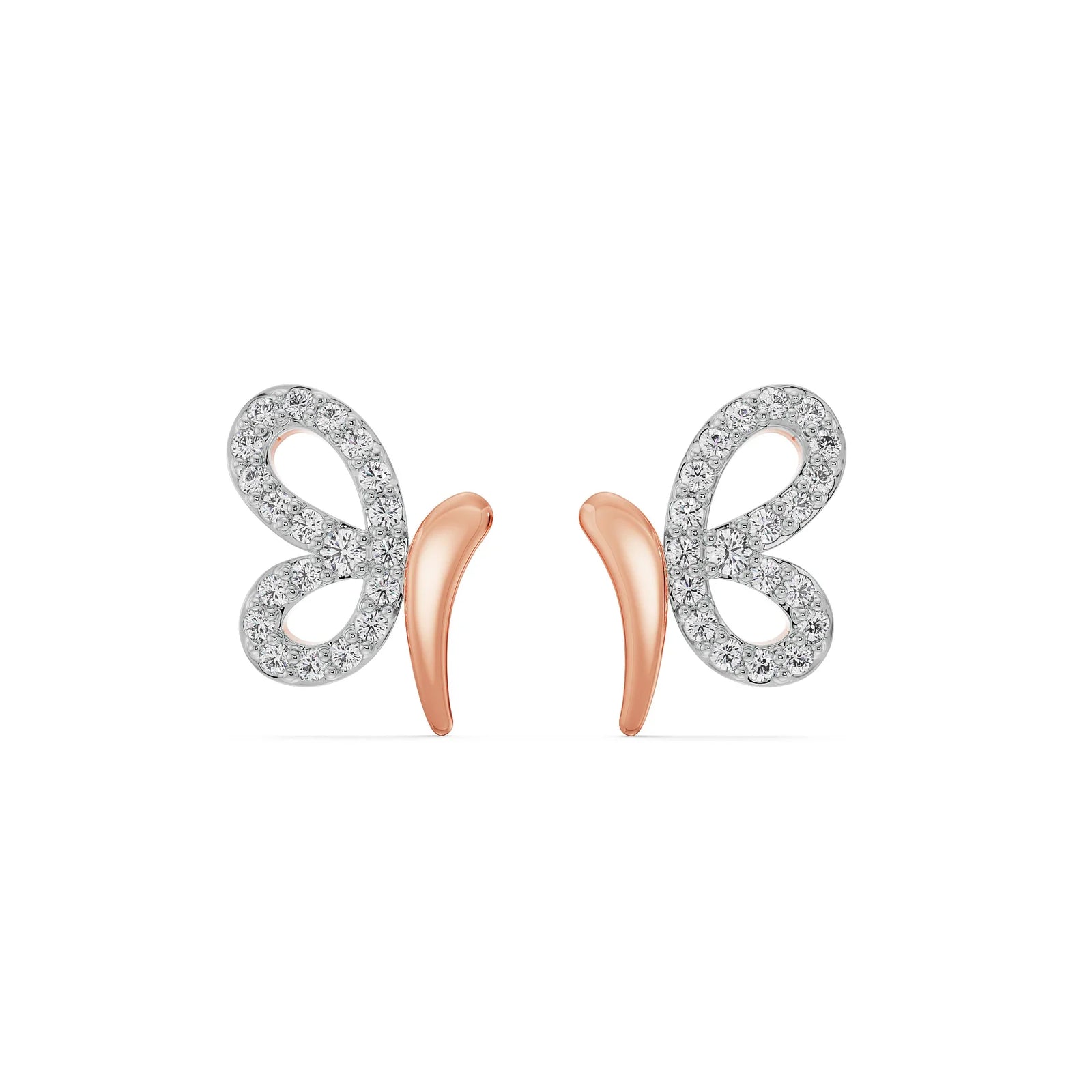 Fluttering Flair Diamond Earrings Front View in 9KT