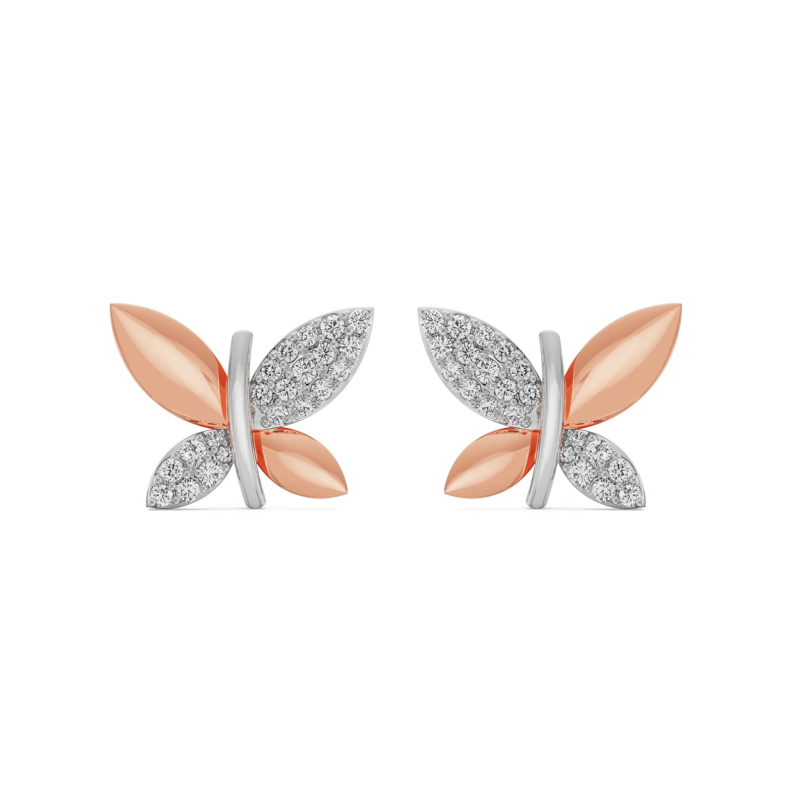 Symmetry Solitaire Diamond Earrings Front View in 9KT