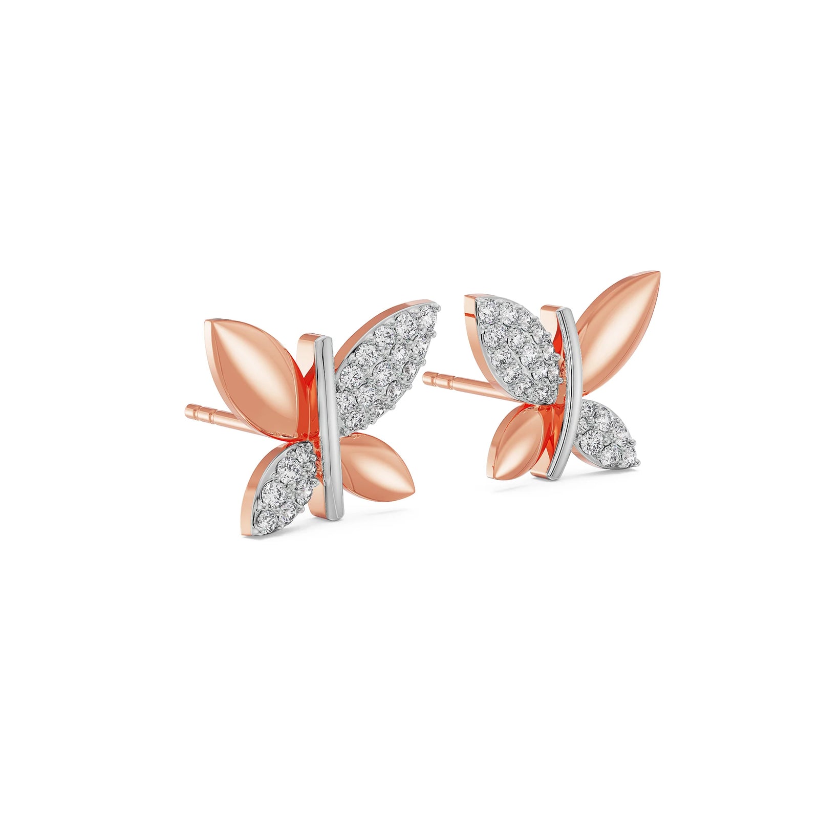 Symmetry Solitaire Diamond Earrings Side View