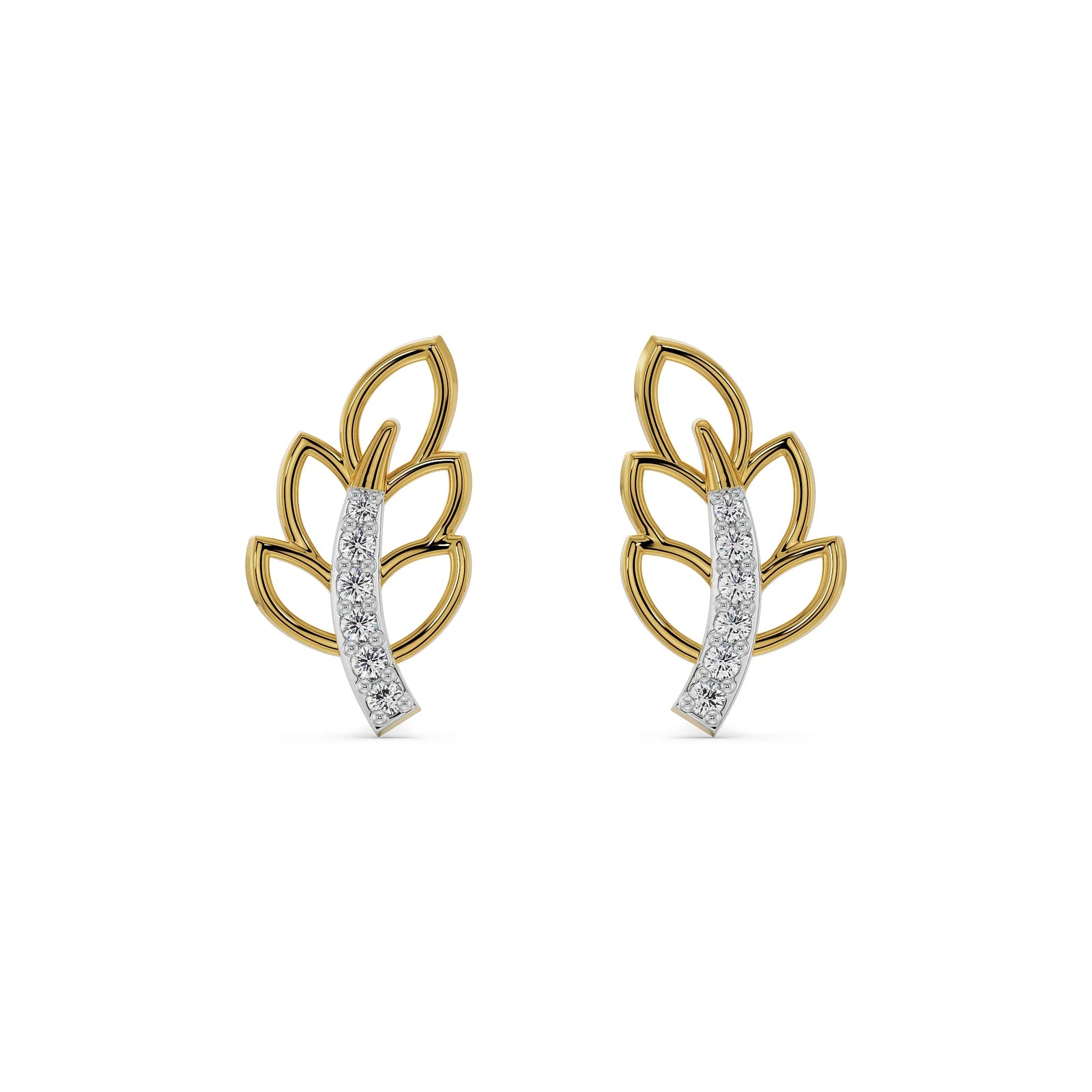 Petal Swag Diamond Earrings Front view in 9KT