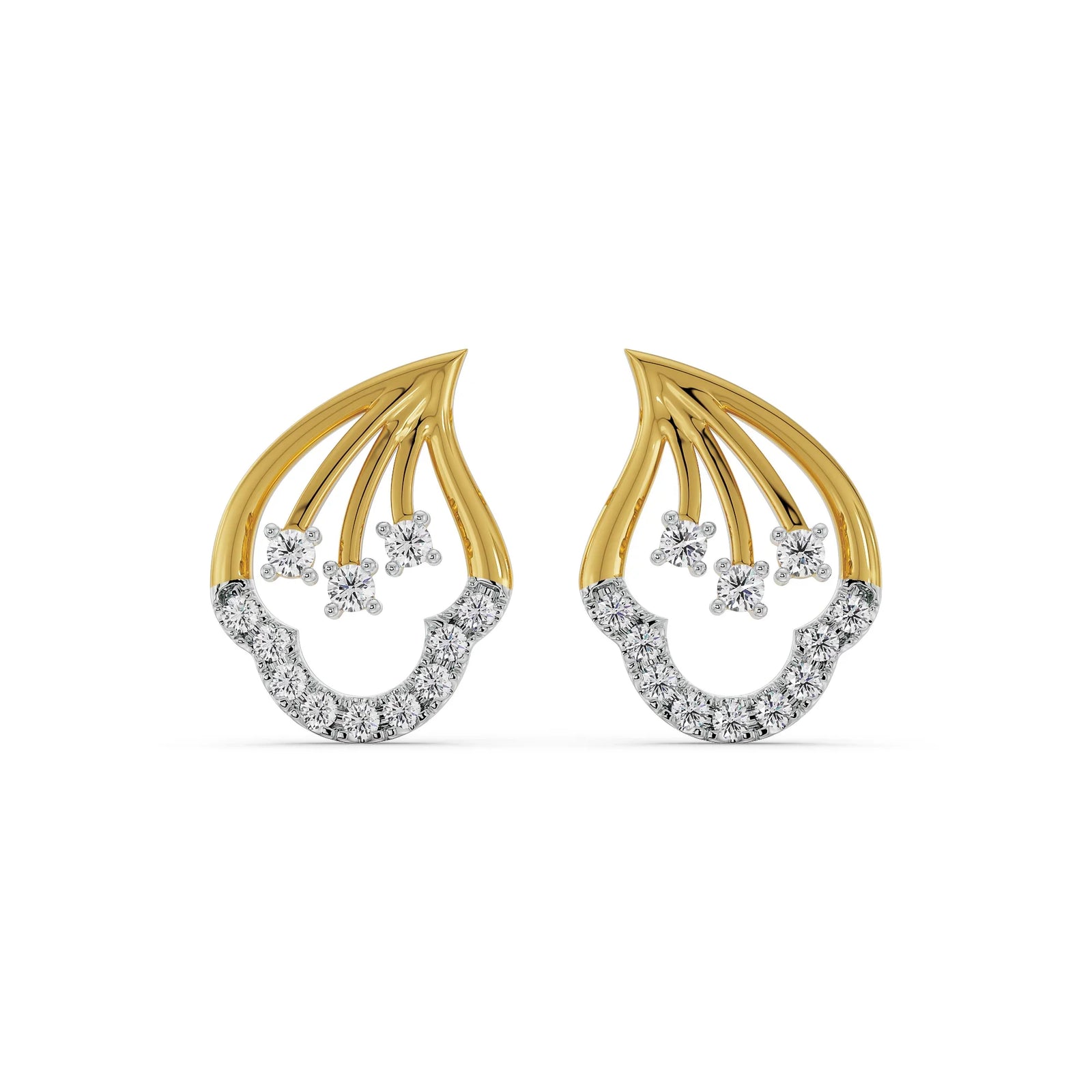 Ziya Diamond Studs Front view in 9KT