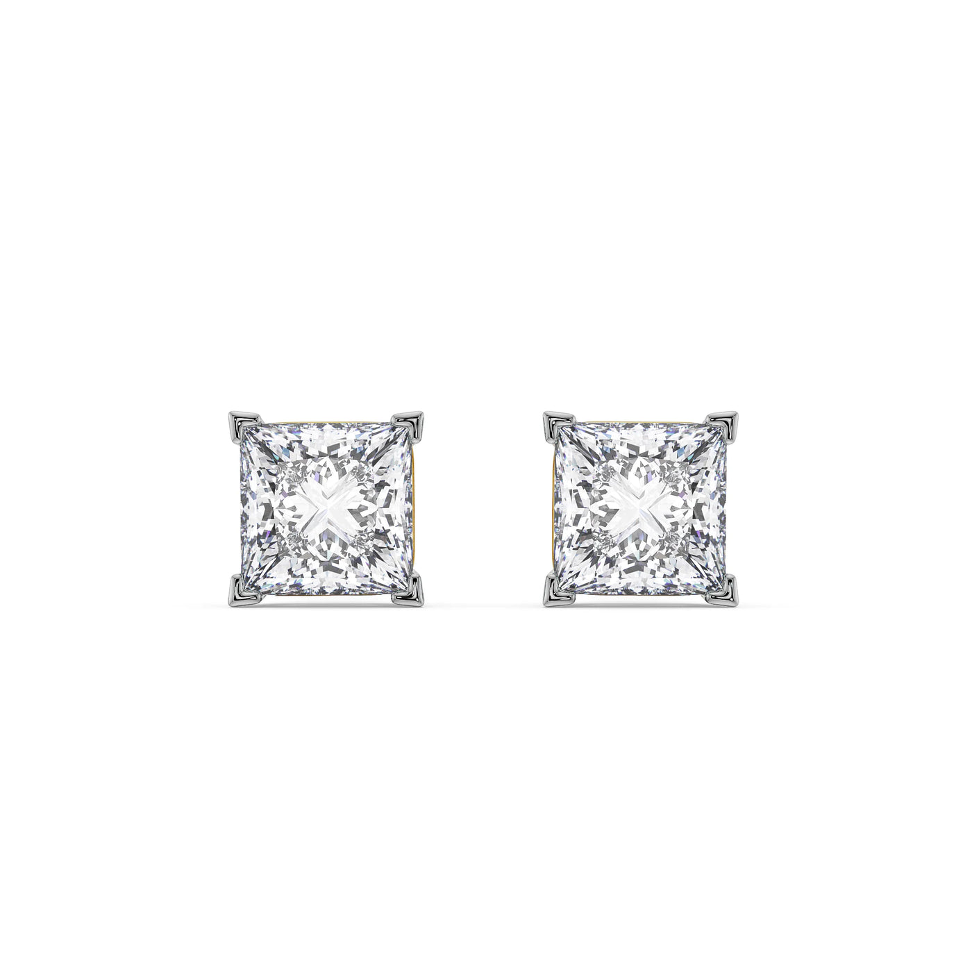 Lab-Grown 1 CT Classic Square Diamond Studs 9KT